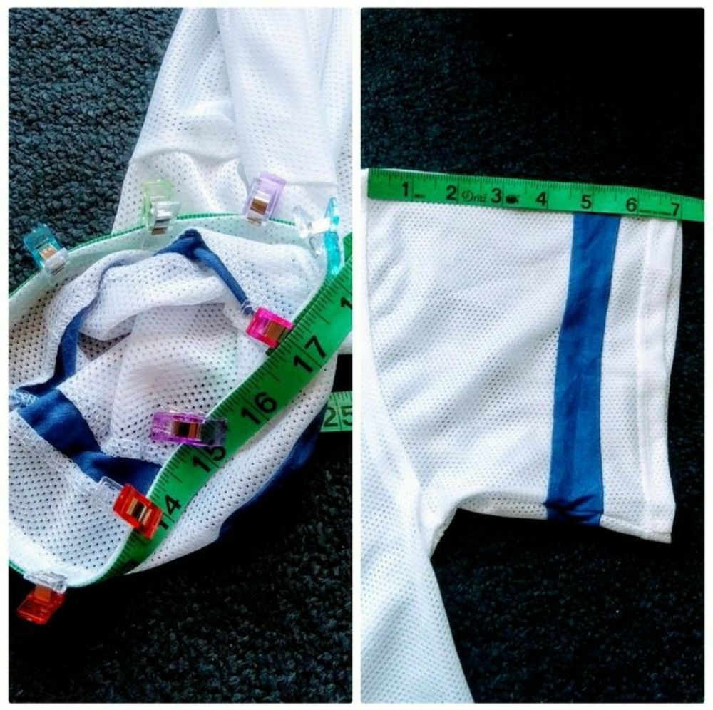 3 for $20: Mesh Athletic Crop Top w/ Blue Stripes-Size XL - Picture 4 of 7
